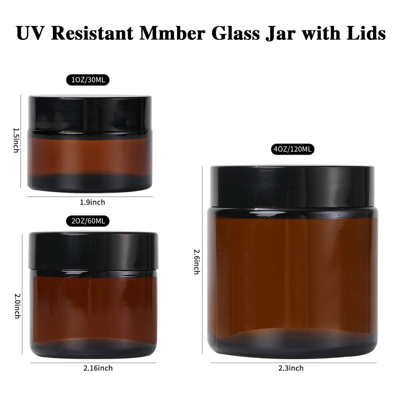 ZIYIZE Amber Glass Jars with Lids  4 Pack 1oz Small Glass Jars with Inner Liners  30 ml Reusable Empty Round Cosmetic Container for Creams  Lotion  Cosmetic  Spice  Powder - Image 2